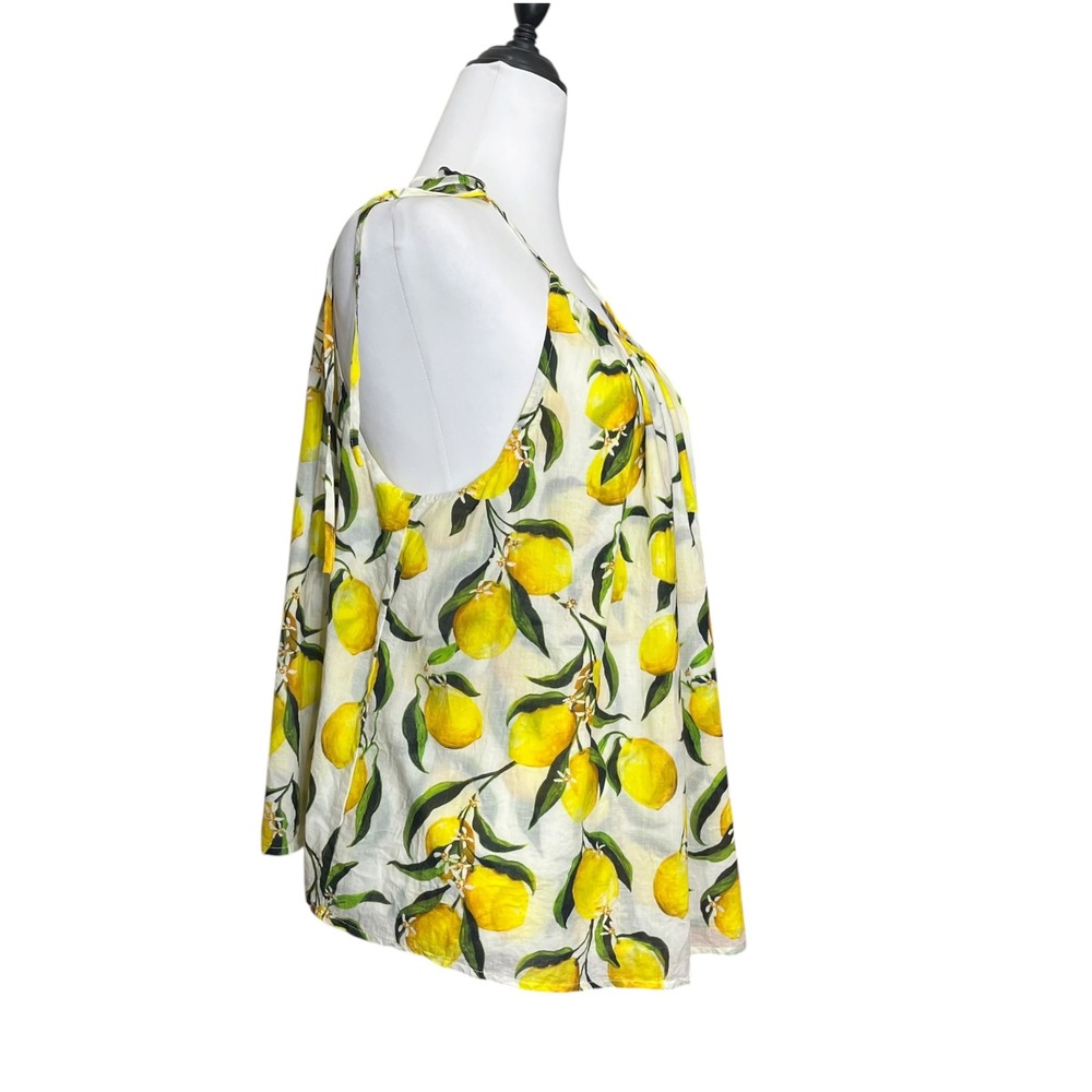 J.Crew Halter Top Women's Large Lemon Print Cotton Resort Coastal Summer Blouse - Picture 3 of 9